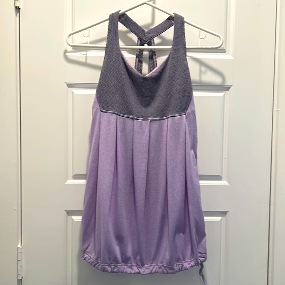 Lululemon Gray/Lilac Exercise Top w/Cinch Bottom